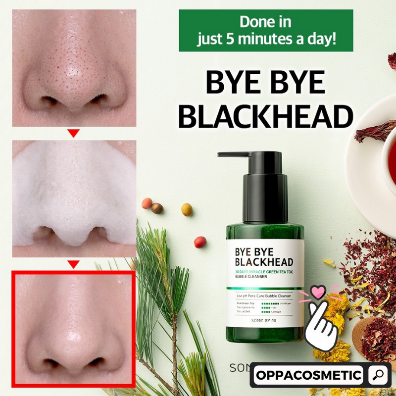 Somebymi Bye Bye Blackhead 30 Days Miracle Green Tea Tox Bubble Cleanser  120g