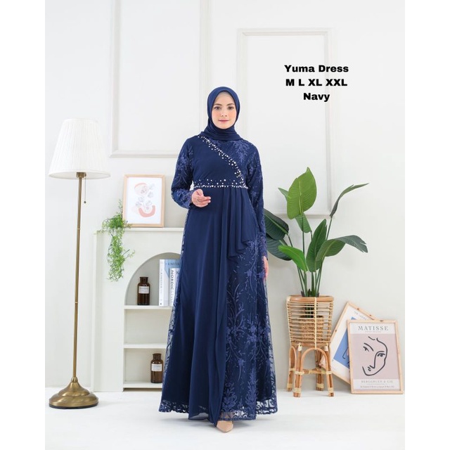 Permata Olshop / Yuma Dress NF / Gamis Kebaya Lebaran / Gamis Pesta Mewah