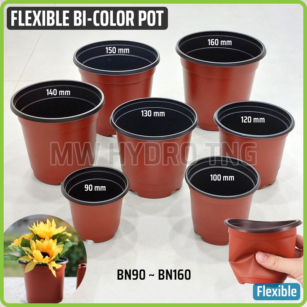 Double Color Flexible Flower Pot / Pot Bunga Elastis Dua Warna, 12 cm