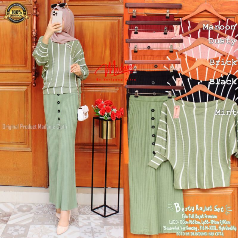 Besty Rajut Set//Setelah Rok Rajut//Set Wanita