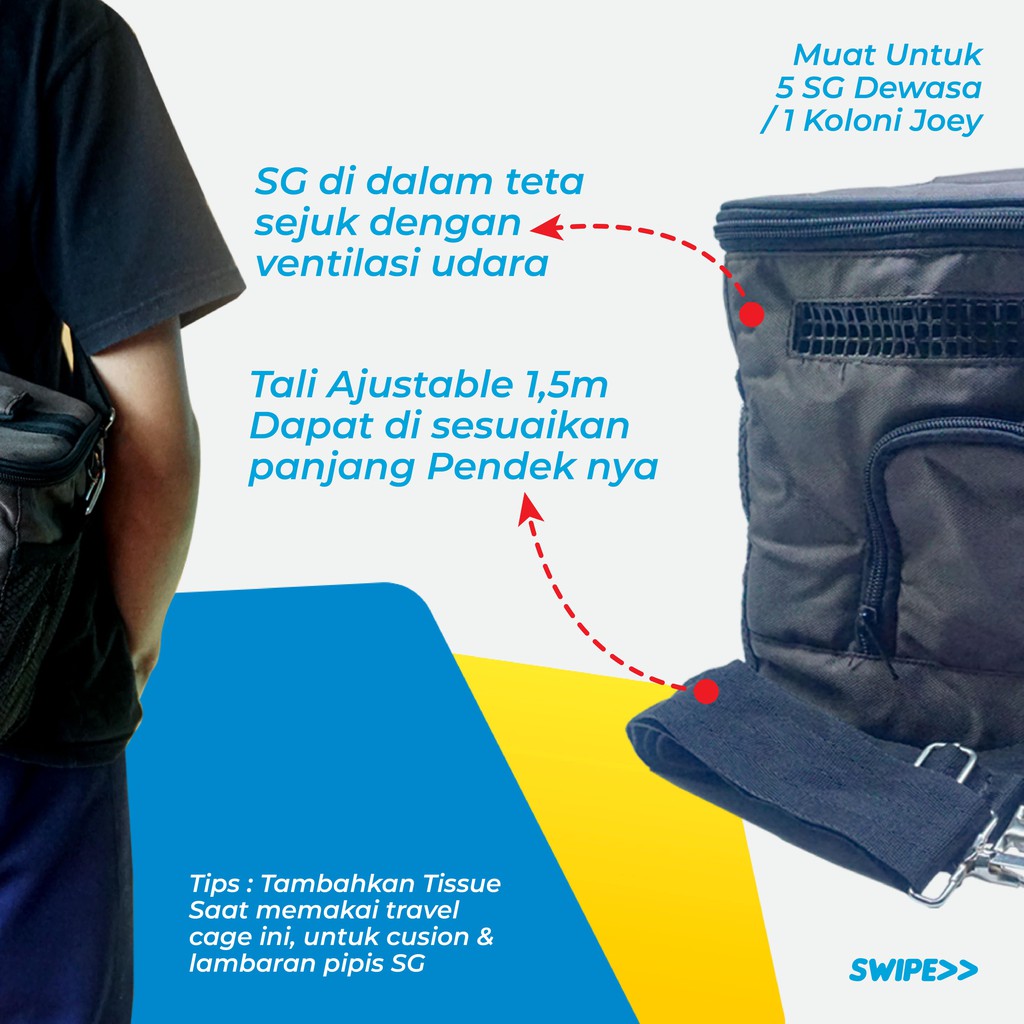 ADEWAP GLIDER Tas + Kandang Sugar Glider Travel Cage