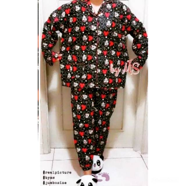 Piyama PP Jumbo / Baju Tidur Wanita Dewasa / Pakaian Tidur Wanita Dewasa - Motif Mickey Mouse