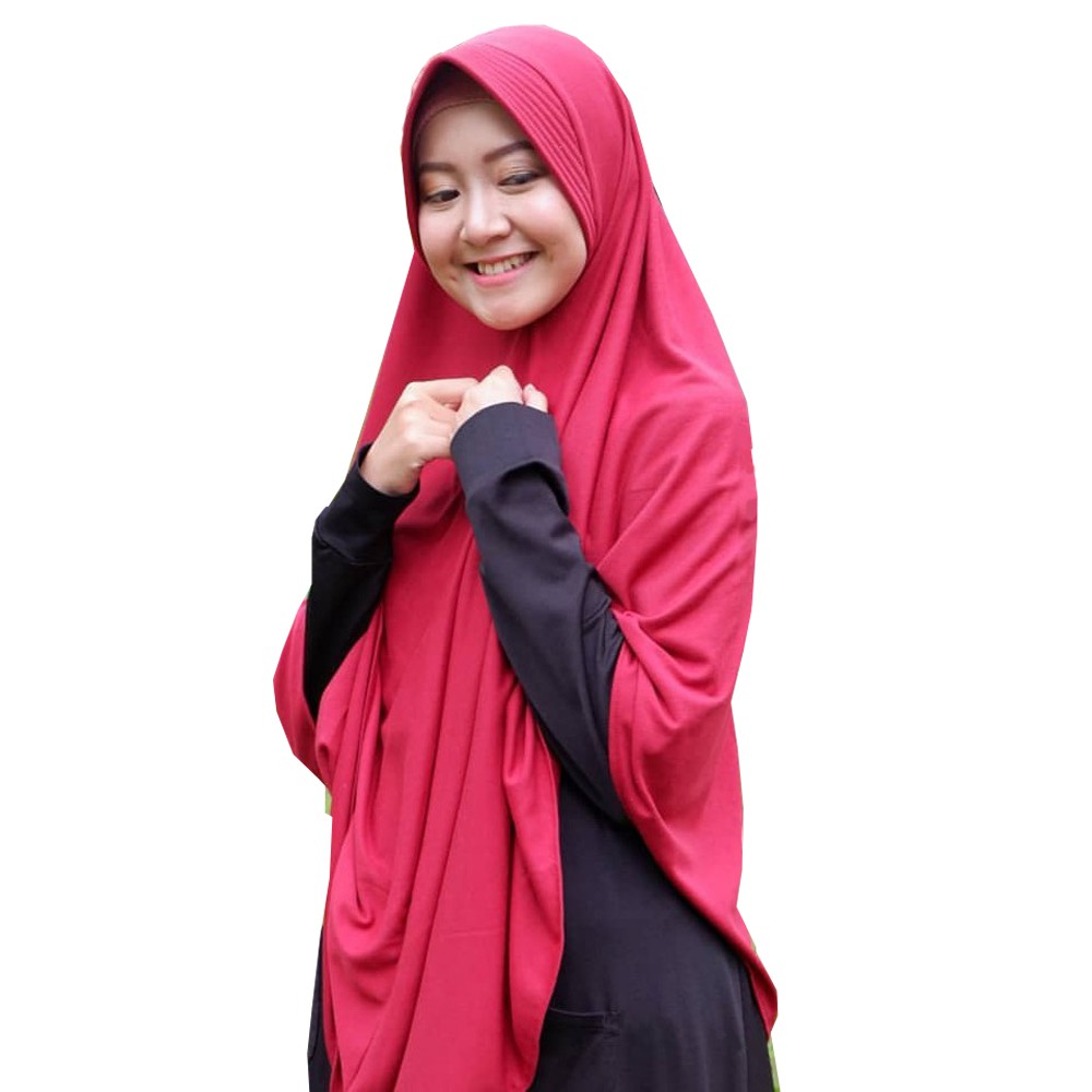 Jilbab Instan Jumbo ukuran XXL Panjang depan 110cm belakang 115 cm khimar anti tembem pet panjang
