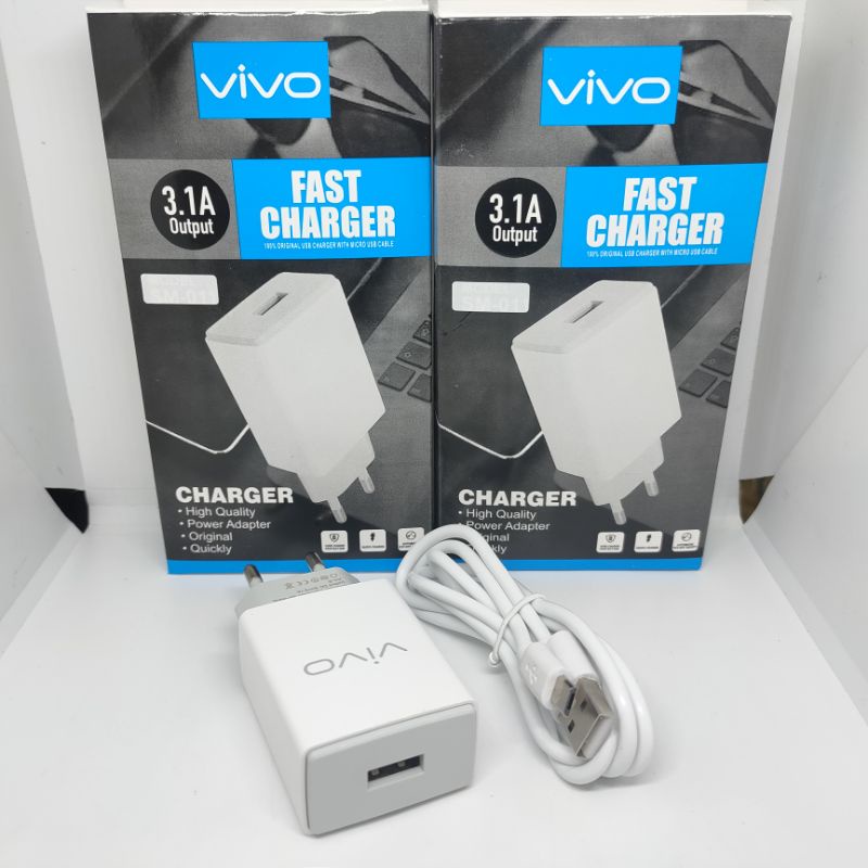 Charger Brand Vivo  3.1A Qualcomm Quick Charge 3.0 Kabel Micro