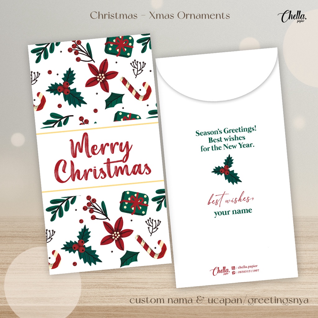 

XMAS ORNAMENTS - AMPLOP NATAL / CHRISTMAS ENVELOPE (BISA CUSTOM NAMA) - ISI 6 PCS