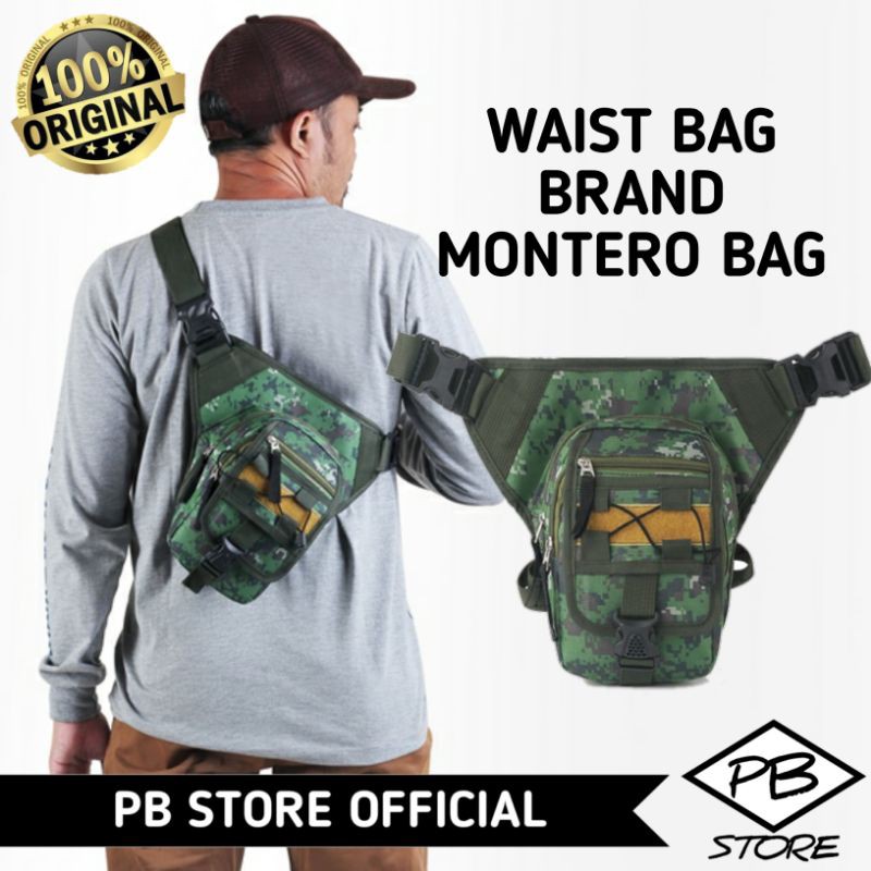 TAS SELEMPANG PINGGANG WAIST BAG SLING BAG PRIA MOTIF ARMY TENTARA 0RIGINAL BRAND MONTERO BAG MR 849