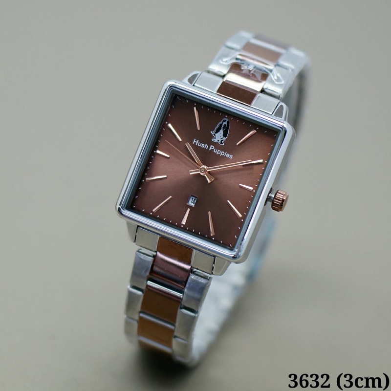 Jam Tangan Wanita Fashion Hush Puppies 3632 Stainless Model Kotak