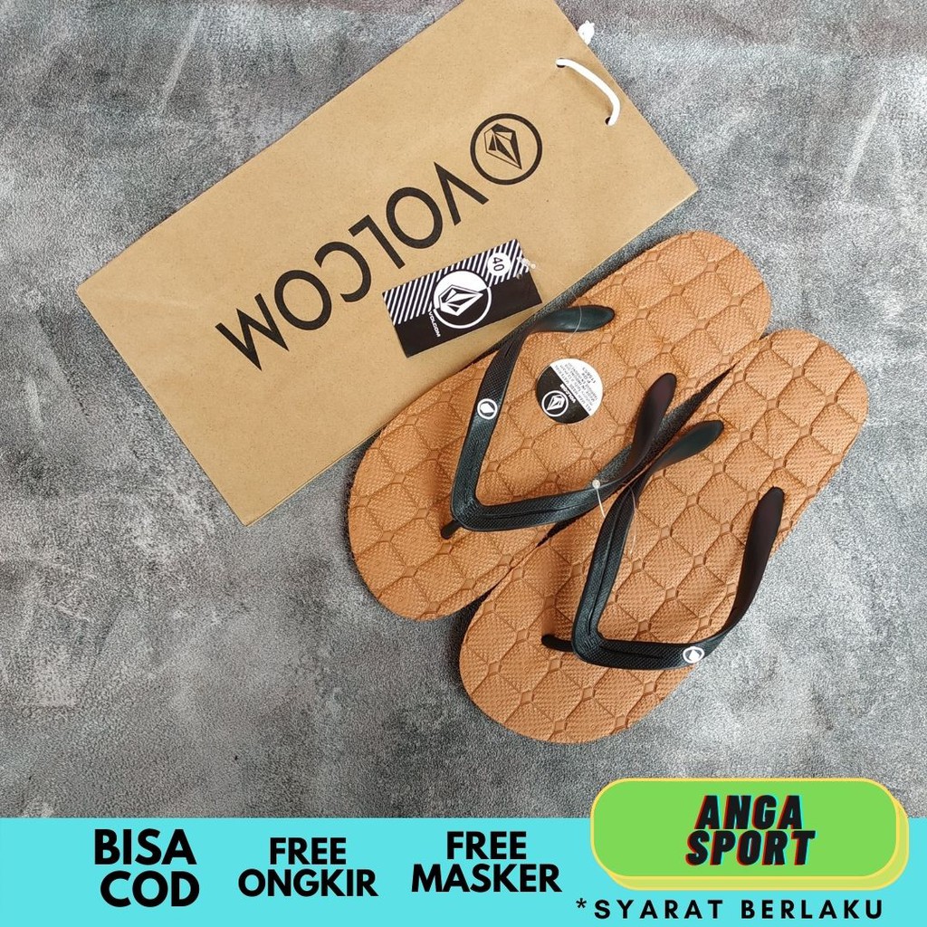 SANDAL PRIA VOLCOM /  SENDAL JEPIT COWOK / SANDAL KASUAL CEWEK / SENDAL DISTRO BRANDED MOTIF KOTAK