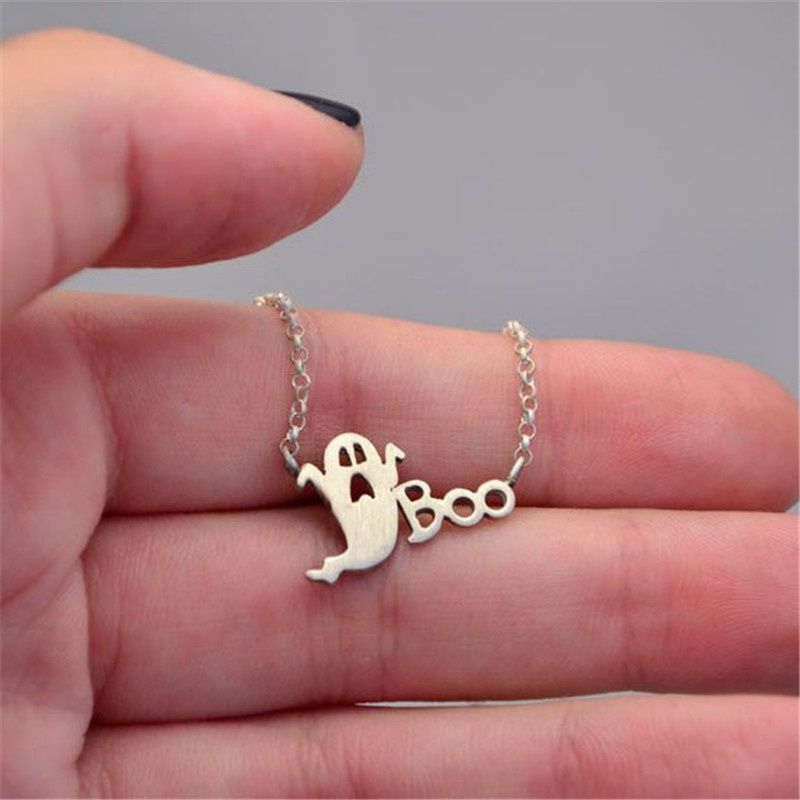 [Ready Stock]Cute Fashion Silver Plated Halloween Pendant Necklace