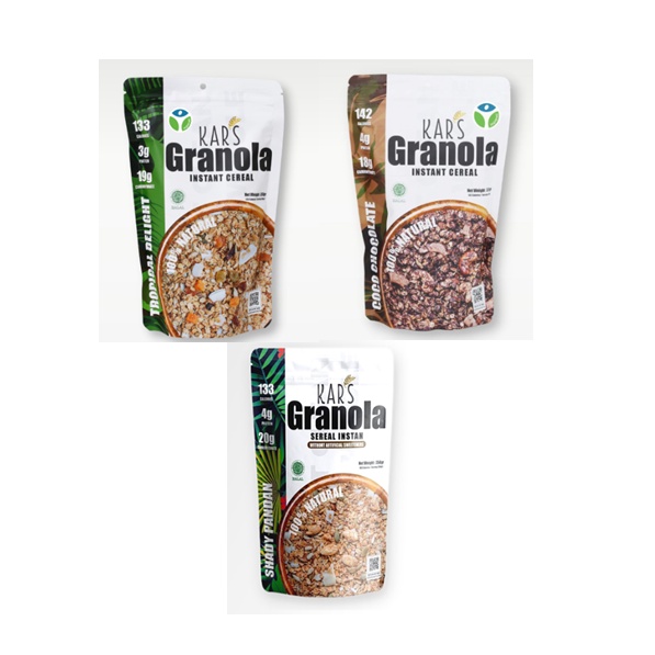 

Kars Granola Instan Cereal 350gr ( Coco Chocolate - Tropical Delight - Shady Pandan )/Sarapan Sehat