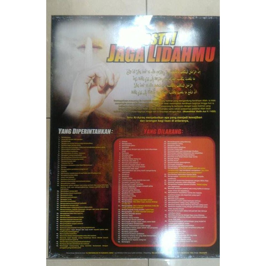 BEST SELLER Poster Ssstt Jaga Lidahmu TERJAMIN