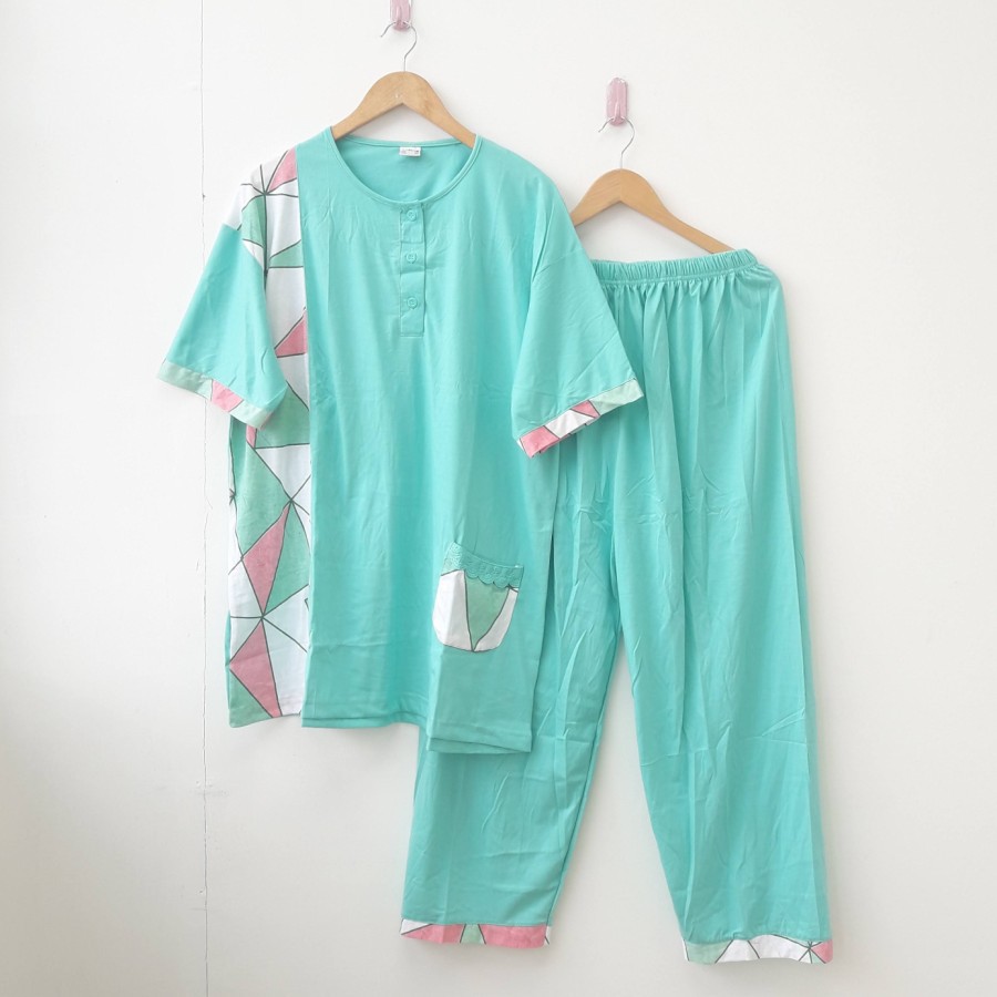 Piyama Baju Tidur Wanita Dewasa Jumbo Big Size Ld 125 - Hijau