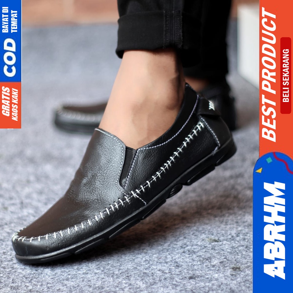 ABRHM FLUD Sepatu Formal Pantofel Kerja Hitam