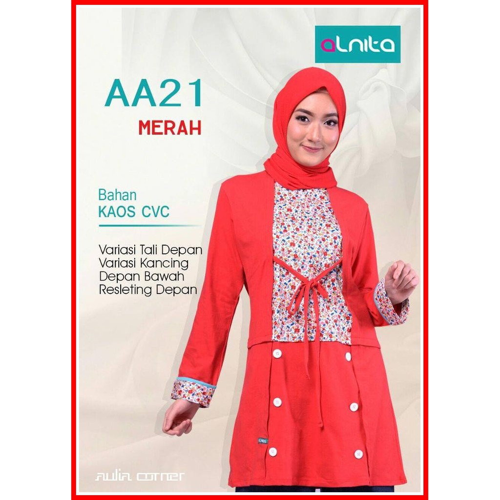Model Atasan Wanita Alnita AA 21 Merah Blouse Muslim Model Atasan Muslim