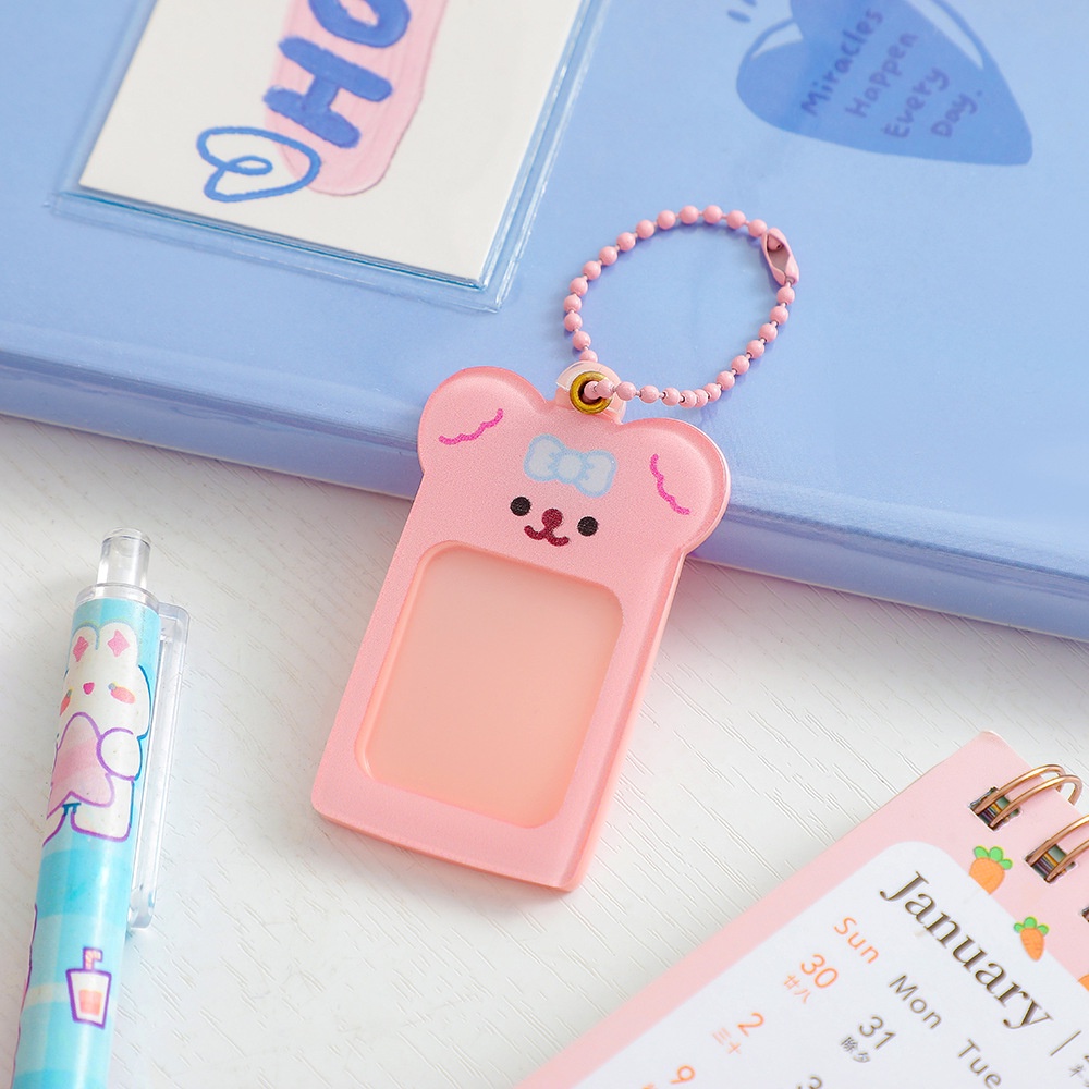 2 Inch Gantungan Kunci Bentuk Kartun Bingkai Foto Mini Bahan Akrilik Warna-Warni Charms Photocard Holder