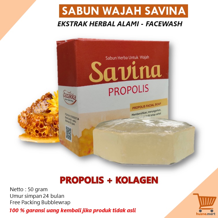 Savina Propolis Plus Kolagen Sabun Wajah Cuci Muka Pelembab Herbal Tazakka 50 gr Facial Wash Original