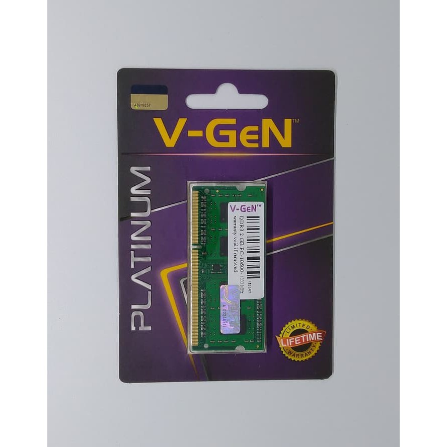 V-GEN SODIMM DDR3 2GB PC/PC3L 10600 12800 VGEN TIPE PLATINUM V GEN