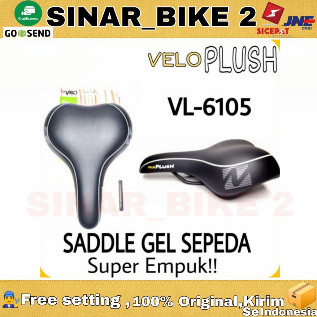 Sadel Velo Plush Gel Suspensi Super Empuk Saddle Sepeda Lipat MTB