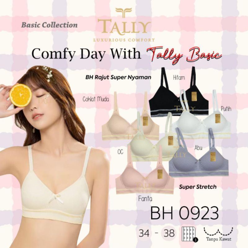 TALLY BRA BH RAJUT 0923 | CUP A | BUSA TIPIS I TANPA KAWAT | SIZE 34 - 38