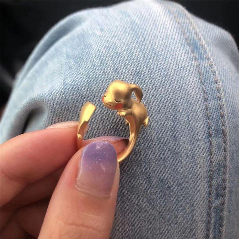 [Elegan] Kalung Kartun Trendi Hadiah Sederhana Pikachu Rantai Klavikula Keberuntungan Cincin Jari Perempuan