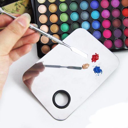 (BOW) Mixing Palette Foundation Papan Mixing Palette Stainless + Spatula Makeup 4AO22