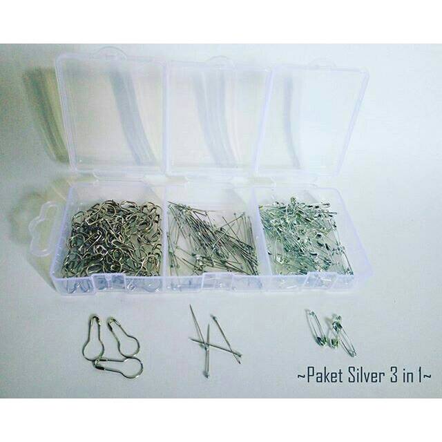 Peniti oval silver jarum paku peniti kecil premium