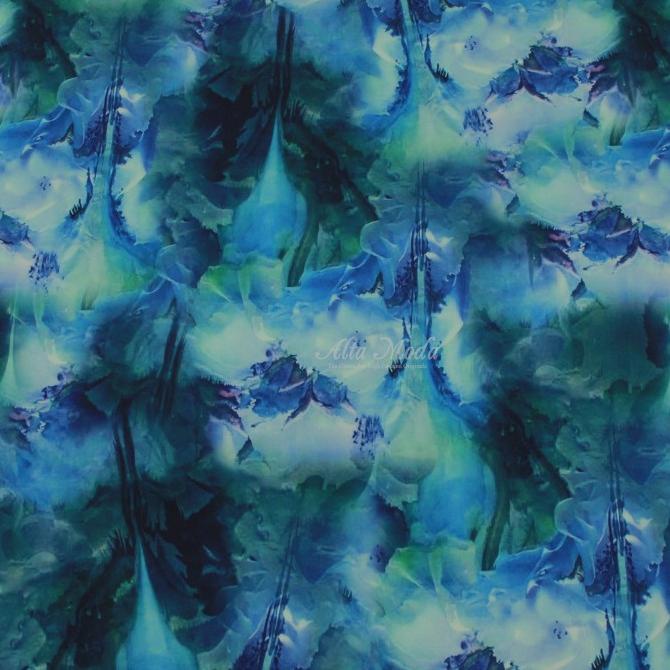 Silky Strech Motif Bunga Cattleya Biru (Alta Moda)*