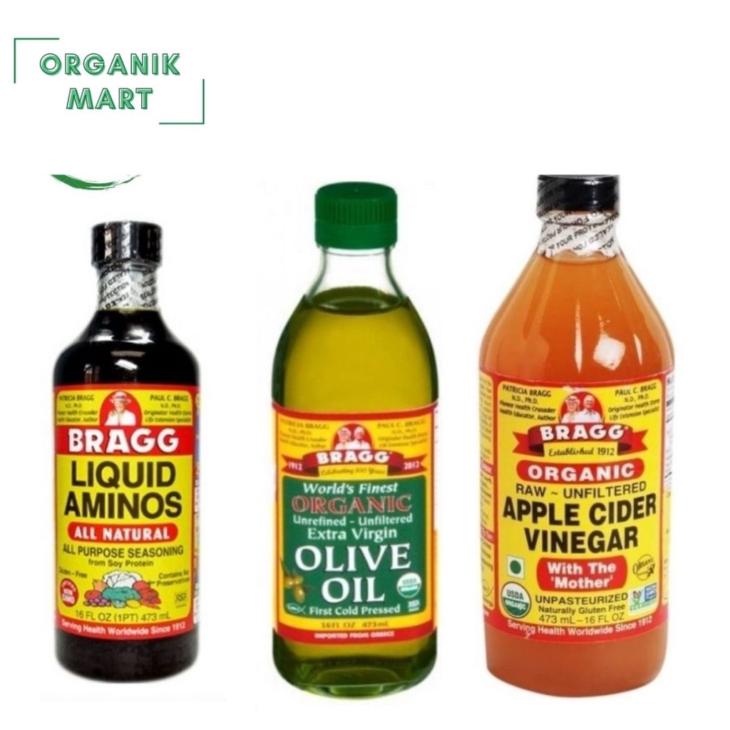 Bragg Organic Apple Cider Vinegar 473 Ml ; Bragg Organic Extra Virgin Olive Oil 473 Ml/ Bragg Olive 