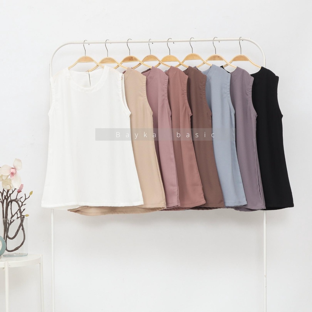 Bayka – Inner Tanpa Lengan Wanita BASIC Bahan Wollycrepe / Inner Top Sleeveless Blouse Anti Ketat / 