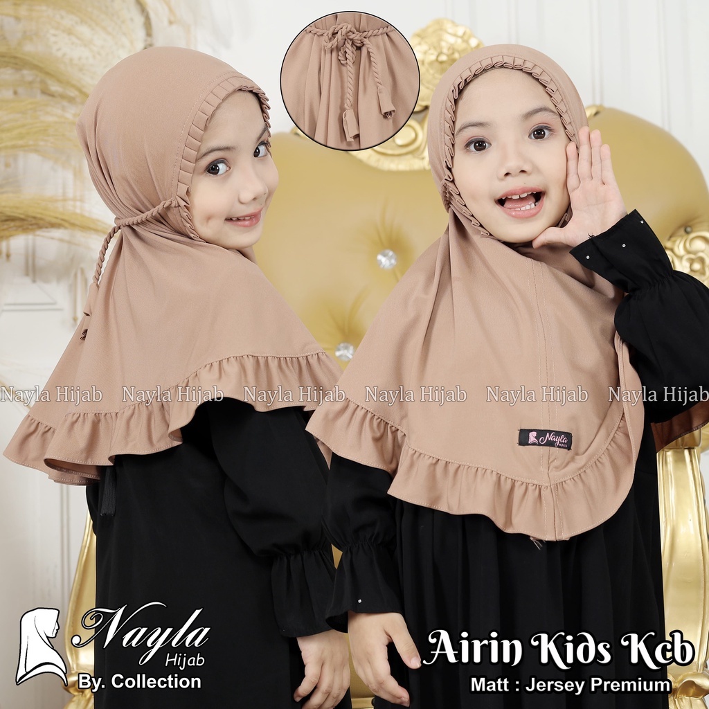 Kerudung Anak Tali Kepang AIRIN KIDS KCB Hijab Instan Anak Jersey Airis Terbaru Nayla Hija'b