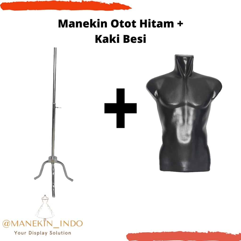 Manekin Cowok Otot Hitam Kaki Besi | Patung Baju Cowok | Mannequi Pria