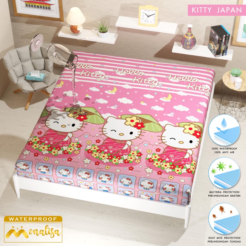 RC Sprei Waterproof Monalisa King T.20 Uk. 180x200 cm Tanpa sarban+sargul-KITTY JAPAN 180