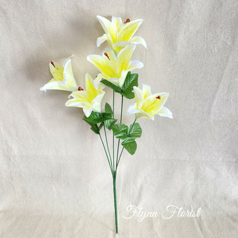 Bunga Tiger Lily X5 (satuan) Bunga Artificial / Bunga Plastik / Bunga Dekorasi / Pernikahan-Kuning
