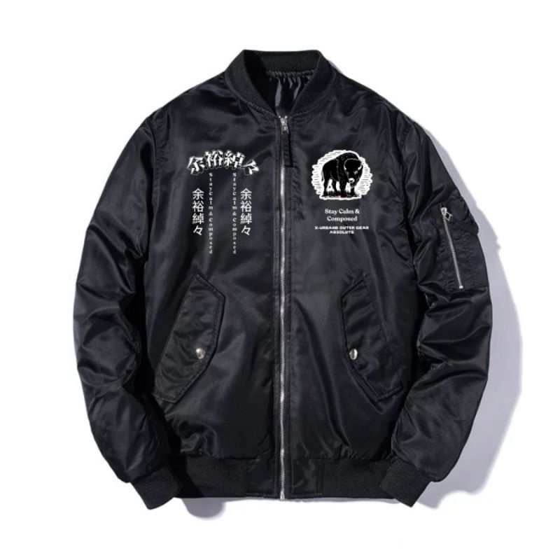 X-Urband Official - Jaket Bomber Sukajan Pria A135 - Hitam, L
