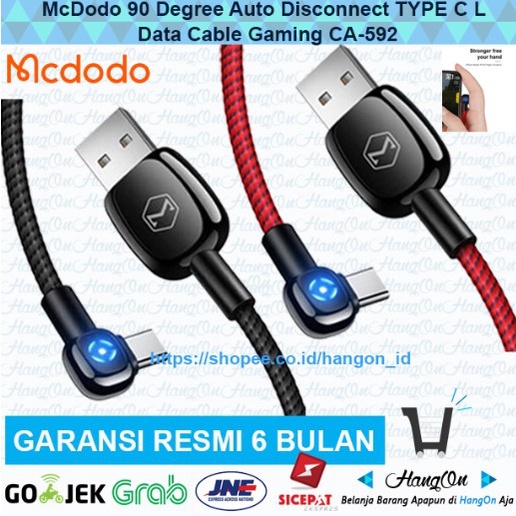 McDodo 90 Degree Auto Disconnect TYPE C L Data Cable Gaming CA-592