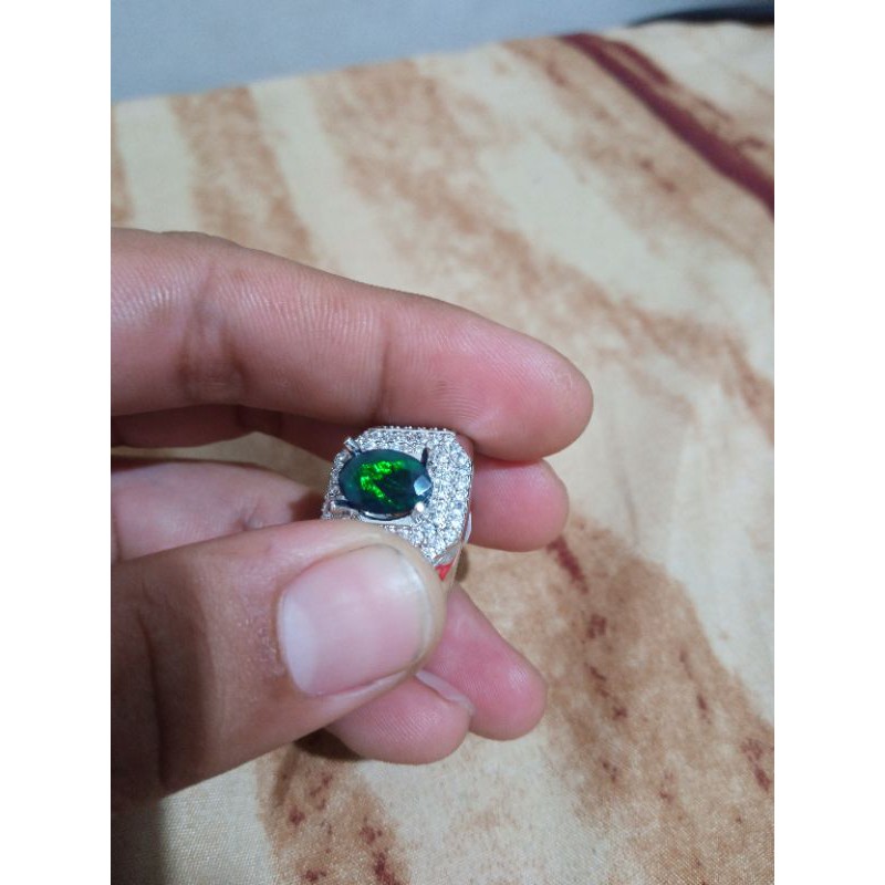 Natural Black Opal Ring Alpaka Super