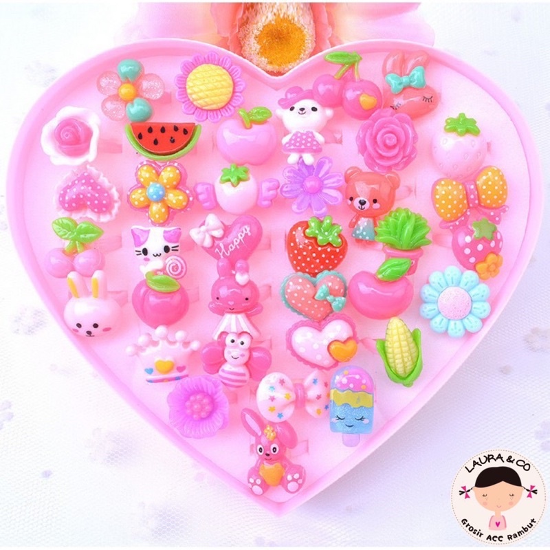 Cincin Anak Box Love 36pc Karakter Grosir