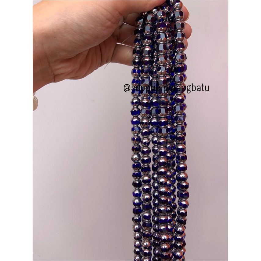 kristal BINGKAI SILVER 10mm biru tua quartz kuarsa spacer pembatas