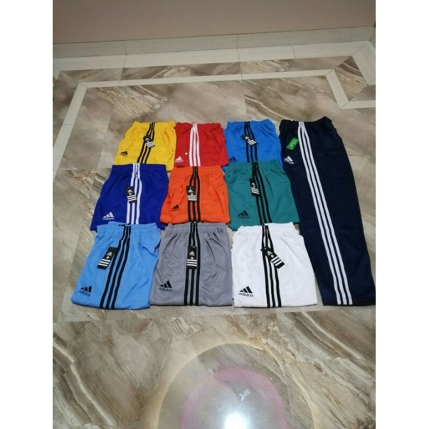 Celana training putih polos pria/wanita-Biru lis putih