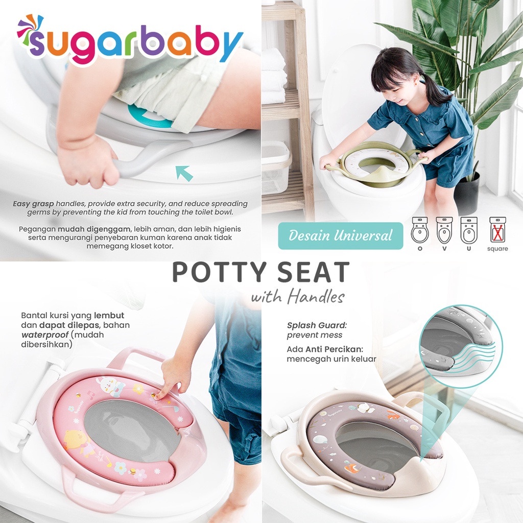 Sugarbaby Potty Seat With Handles &amp; Splash Guard sugar baby / Dudukan Toilet Anak Soft Potty Toilet Seat Ring Closet With Handle Alas Sugarbaby Potty Training Seat&amp;ladder / Potty Seat/Toilet Training Anak Sugarbaby Potty Training Seat &amp; Ladder # YesICan y