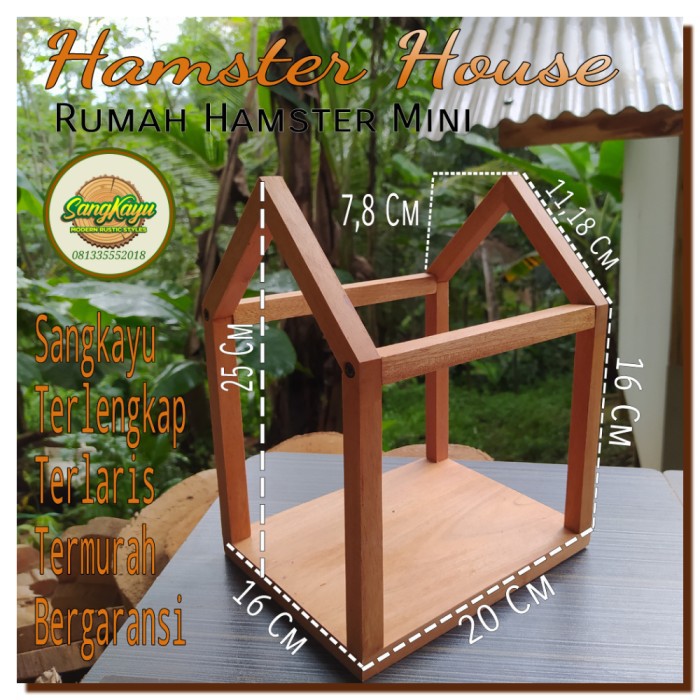 Hamster House 20x16x25 Cm Rumah Kayu Hamster