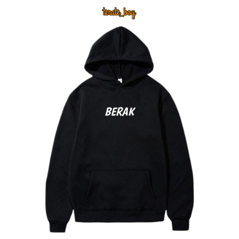 Hoodie pria warna hitam tulisan simpel
