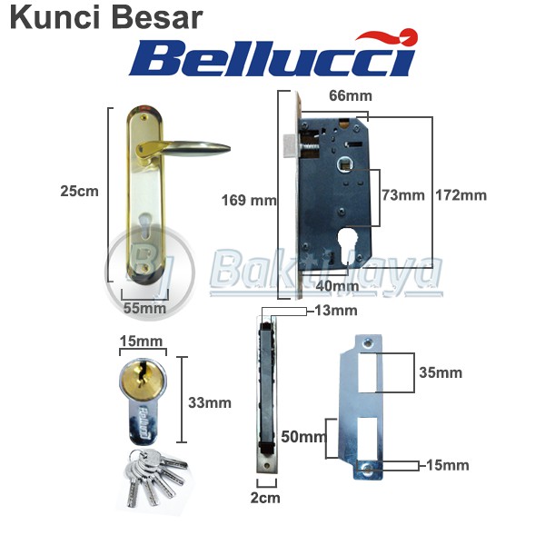 1 Set Kunci Pintu Besar BELLUCI EAGLE Gold