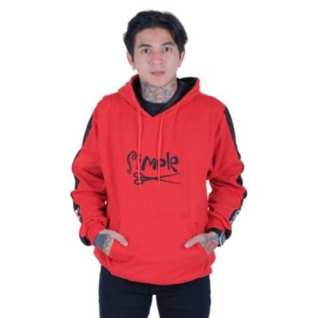 Sweater Pria Simple Slavery Red Merah | Jaket | Hoodie | Cowok | Fleece