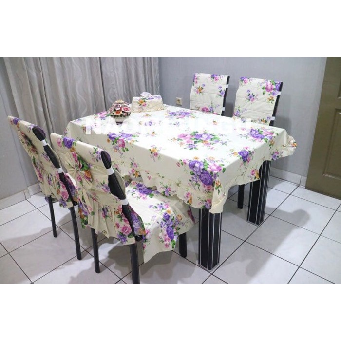 Taplak Meja Makan - Set Taplak Meja Sarung Kursi Makan