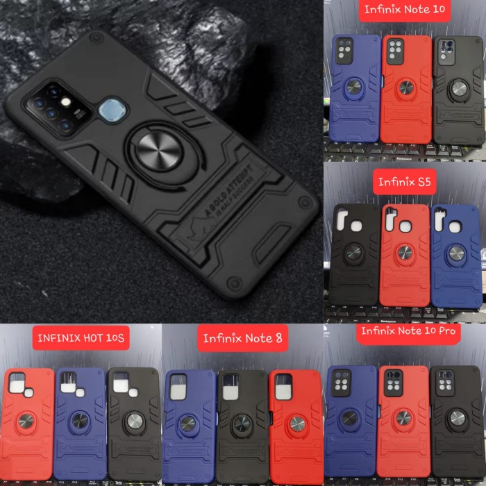 Kickstand Ring Case Infinix S5 / Hot 10S / Note 8 / Note 10 / Note 10 Pro / Hot 10 Play Hardcase Thunder