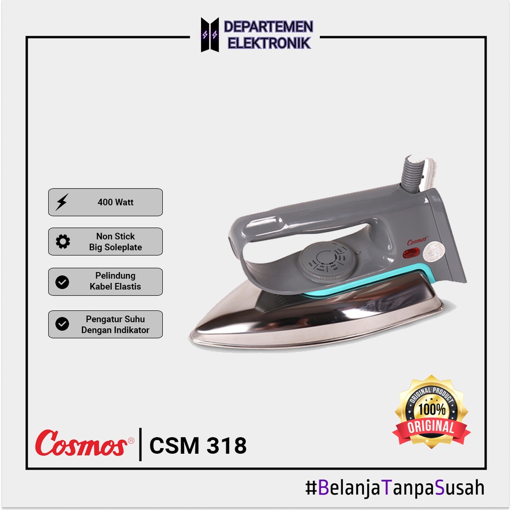 Cosmos CI 318 Setrika Listrik Electronic Iron Non Stick Soleplate 400 W