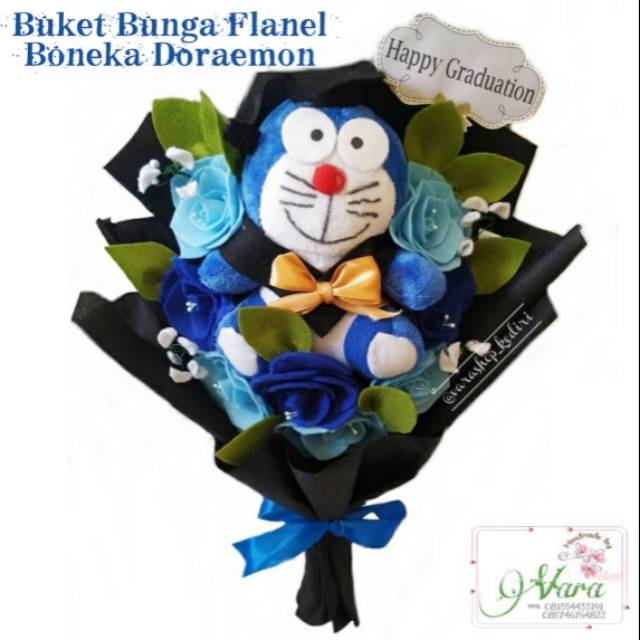 Buket bunga flanel boneka doraemon / buket boneka doraemon / buket doraemon