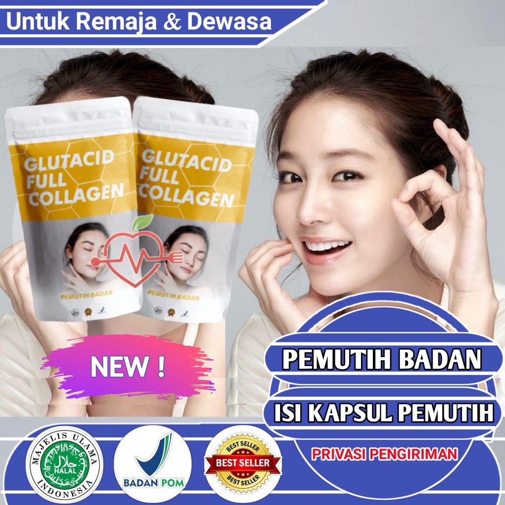 [TERLARIS] Glutacid Full Collagen Kapsul Pemutih Badan Original Asli Terlaris