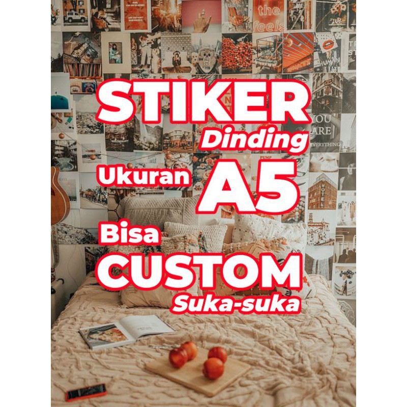 Stiker dinding Aesthetic, Estetik langsung tempel, stiker kamar, Stiker A5, ukuran A5 Isi 12 foto